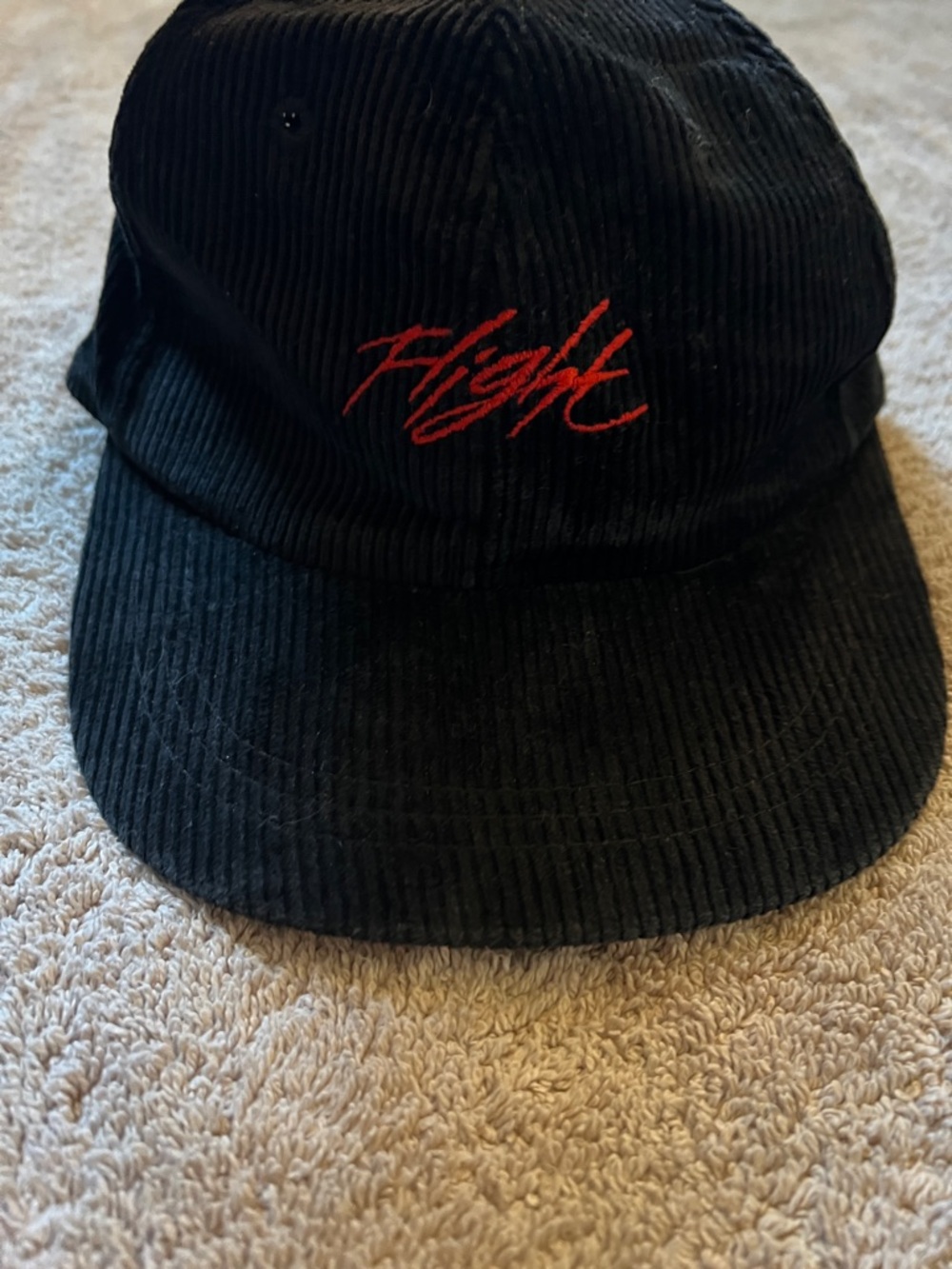 Flight Embroidered Vinatge Black Corduroy Cap - Men Accessories